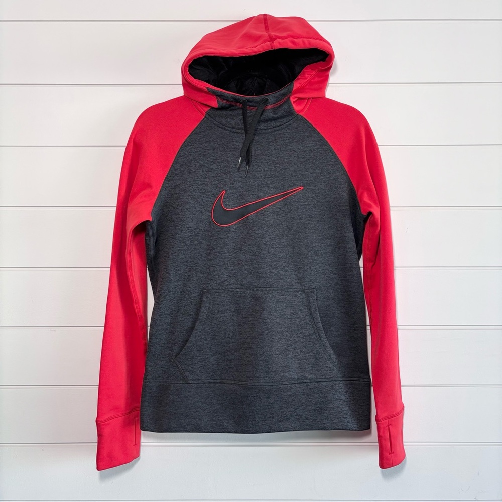 Nike Therma Fit All Time Swoosh Hoodie Red/Heather Gray  Size‎ S